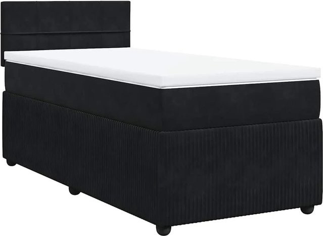 vidaXL Boxspringbett mit Matratze in Schwarz aus Samt mit USB-Ladeport und Unterbettbeleuchtung B/T: 100 x 200 cm - Bild 1