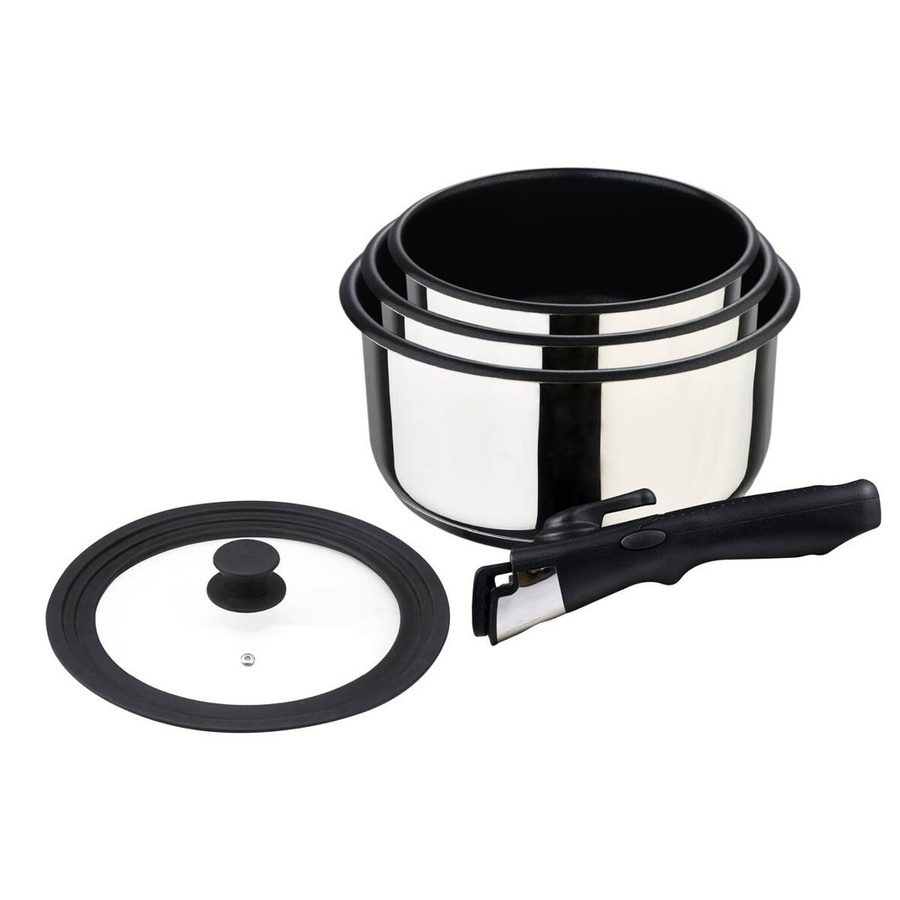 Bergner Click & Cook Pfannenset aus Edelstahl in Silber, 6-teilig mit Antihaftbeschichtung - Bild 2