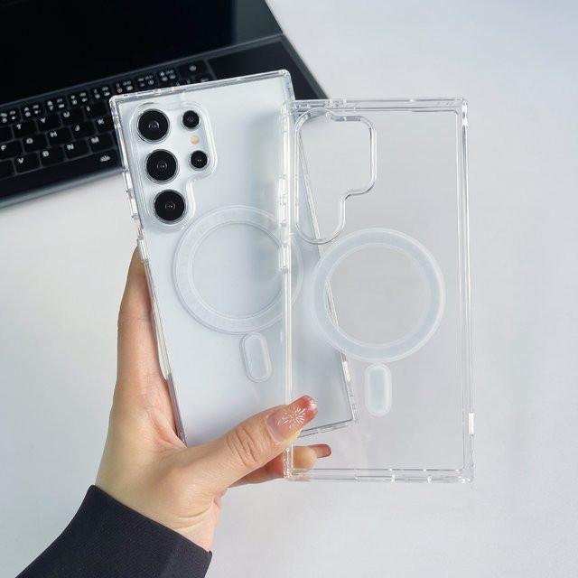 Stoßfeste Samsung Handyhülle mit MagSafe für kabelloses Laden, transparent - Bild 1
