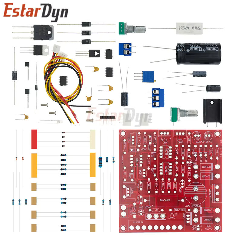 Estardyn DC-geregeltes Netzteil-Set in Rot mit 0–30 V, 2 mA–3 A und 0–100 V Voltmeter sowie stufenlos einstellbarem Strombegrenzungsschutz - Bild 3