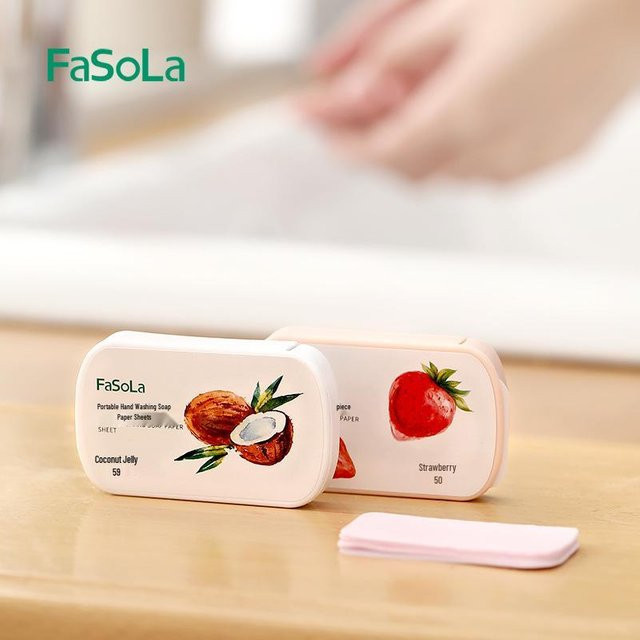 FaSoLa Reise-Seifenblätter Strawberry White, Reinigungspapier für Hände - Bild 1