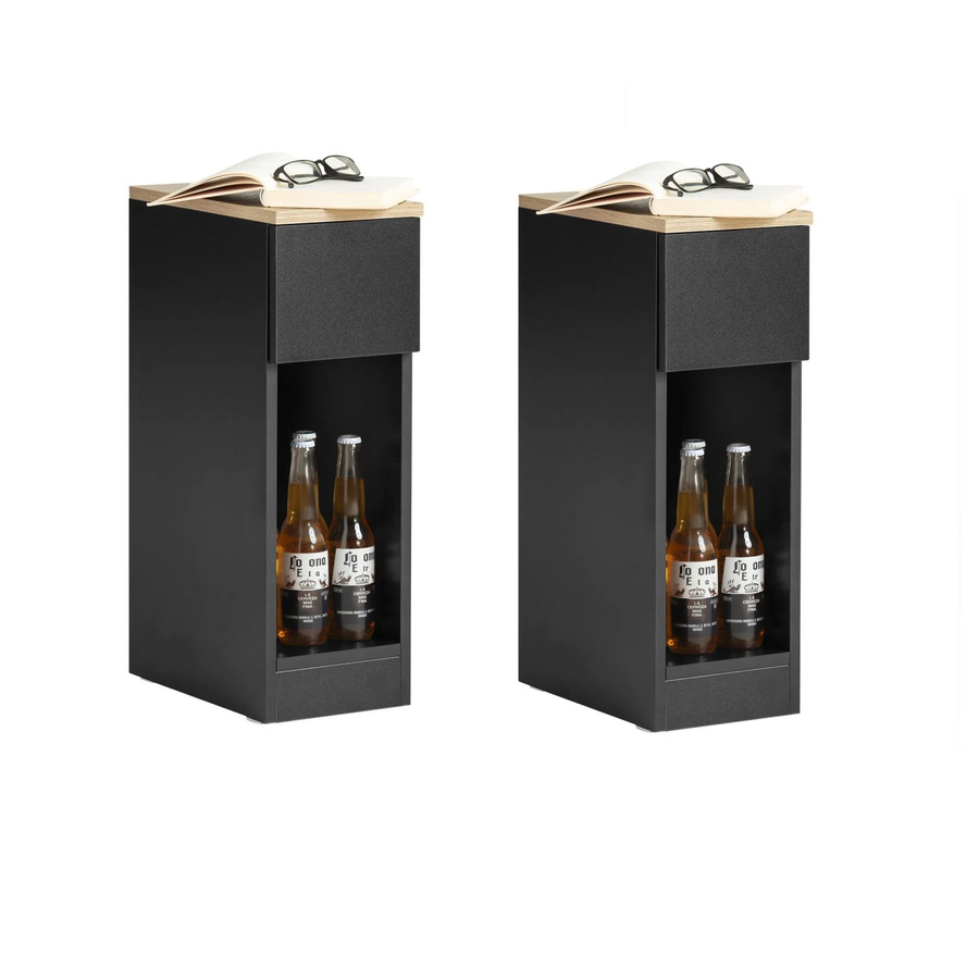 SoBuy Nachttisch 2er Set Beistelltisch Schwarz matt FBT111-SCHx2 - Bild 2