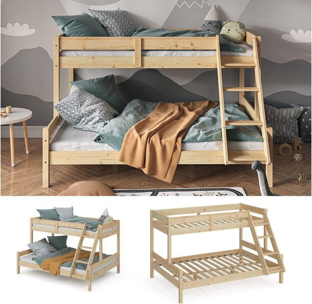 VitaliSpa Hochbett Everest Kinderbett aus Massivholz in Natur Braun mit Schubladen, B/B/H: 140 x 200 cm - Bild 1