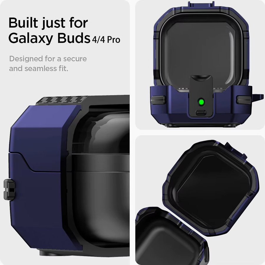 Samsung Galaxy Buds 4 Pro und Galaxy Buds 4 Schutzhülle mit Kohlefaser-Textur inklusive Reinigungsset und Schlüsselanhänger in Schwarz und Blau - Bild 4