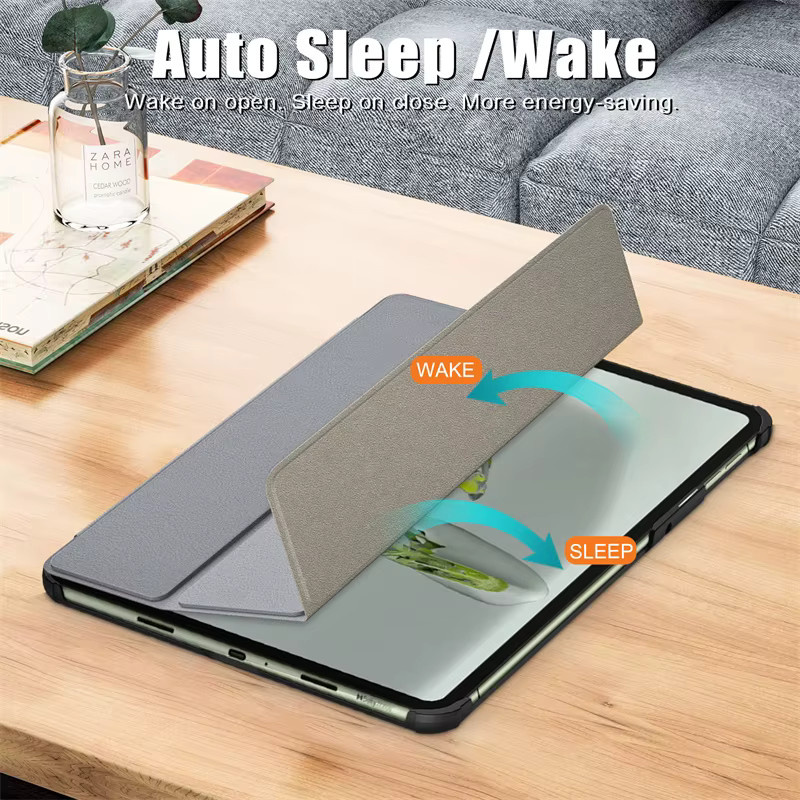 Magnetische Leder Schutzhülle für OPPO Pad Neo 11,4 Zoll Trifold Smart Cover in Schwarz und Grau - Bild 3