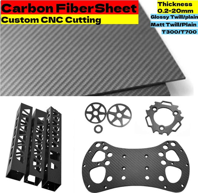 Carbon Faser Blatt Panel Platte in Schwarz mit matt glänzendem Finish für CNC Schneiden und Gravieren - Bild 1