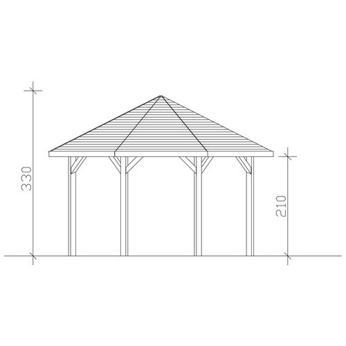 Skan Holz Pavillon Nice 2 aus Leimholz in Nussbaum Braun B/T/H: 484 x 484 x 330 cm - Bild 4