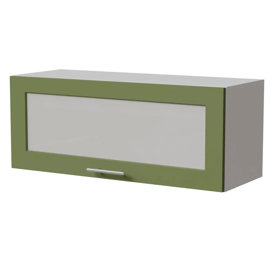 Feldmann-Wohnen Klapphängeschrank Brerra W4BS/90 WKF in Weiß und RAL 6025 Farngrün Matt mit Glastüren und Soft-Close-Funktion, B/T/H: 90 x 32,5 x 36 cm - Bild 2