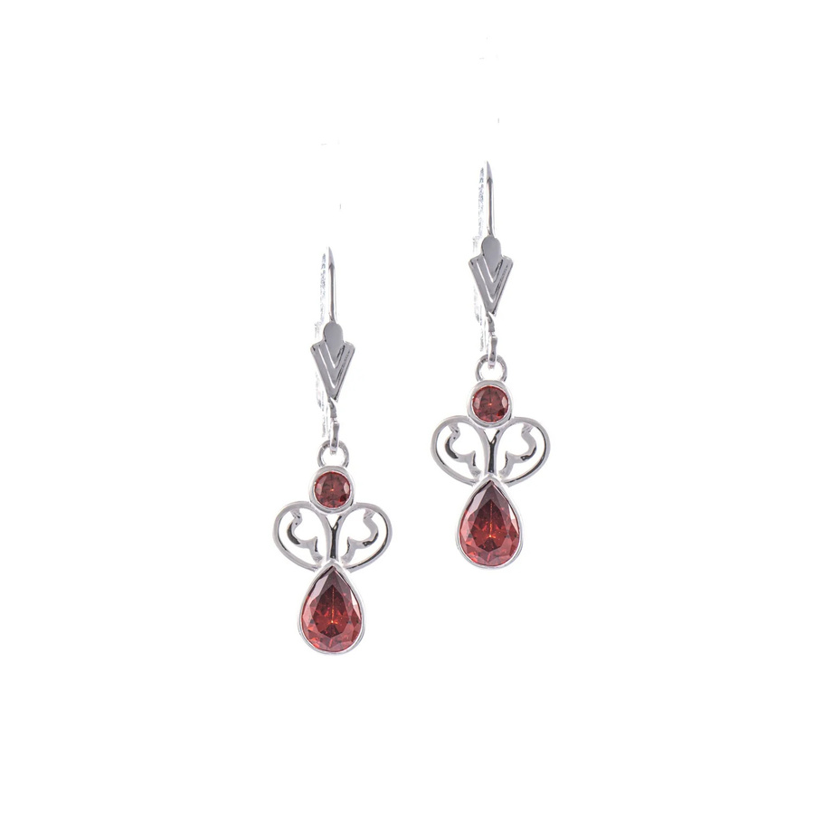 Ohrringe 925 Silber, Zirkonia, rot - Bild 1
