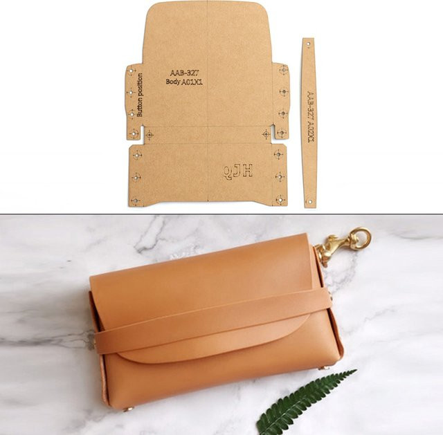 QJH DIY Leder-Brieftaschen-Schablone mit Kraftpapier-Muster für deine Kunsthandwerk-Projekte - Bild 1