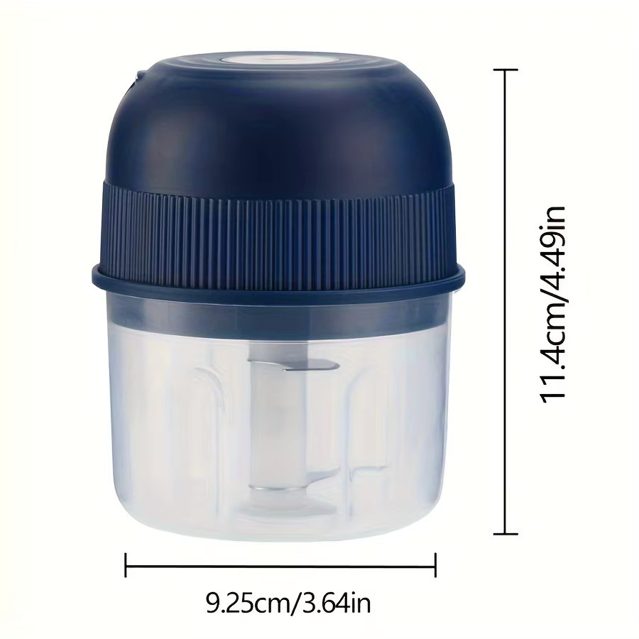 XIADYINJIA Elektrischer Knoblauchzerkleinerer in Blau, Wiederaufladbarer Küchenmixer mit 260 ml Fassungsvermögen zum Zerkleinern von Zwiebeln, Gemüse und Chili - Bild 6