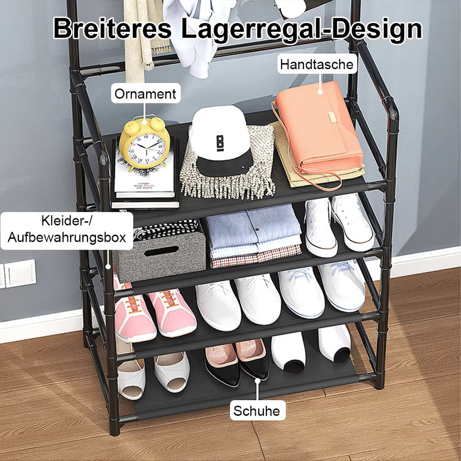 LONENESSL Mehrschichtiges Schuhregal und Hutregal aus Metall in Schwarz Matt, Freistehender Organizer für das Wohnzimmer - Bild 3