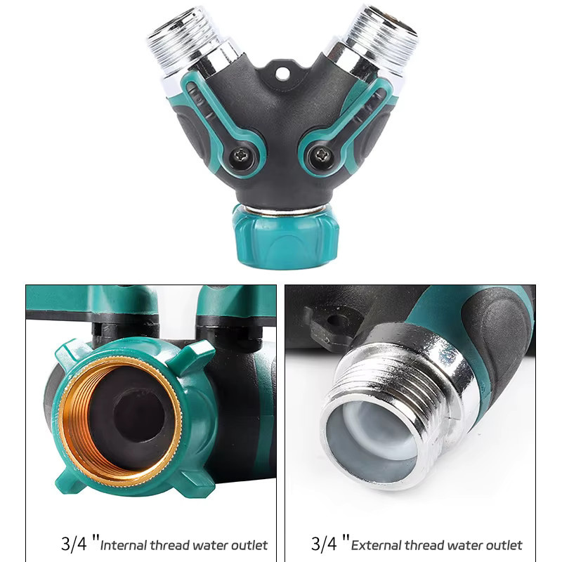 YTYIN 3/4 Zoll Y-förmiger Verteiler mit Gummibeschichtung und separater Durchflusssteuerung für deine Gartenbewässerung - Bild 3