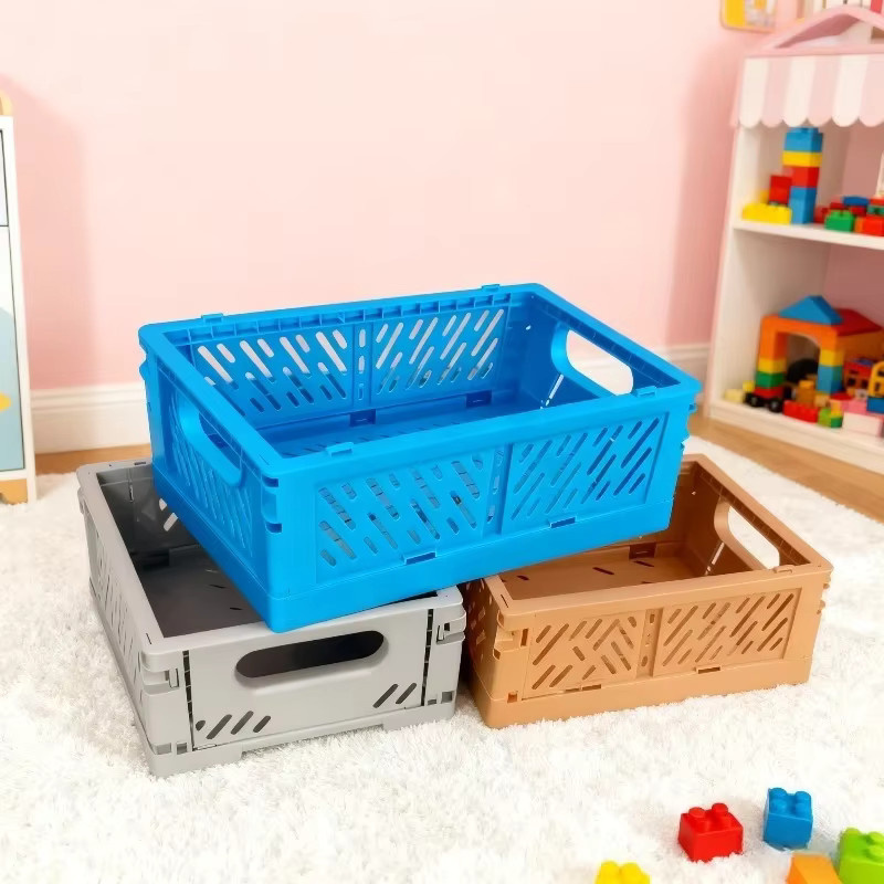Faltbare und stapelbare Desktop-Aufbewahrungskörbe aus Kunststoff in Pink, wasserdichter Organizer für Büro, Badezimmer und Schlafzimmer, B/T/H: 21,0 x 8,0 x keine Maße angegeben cm - Bild 3