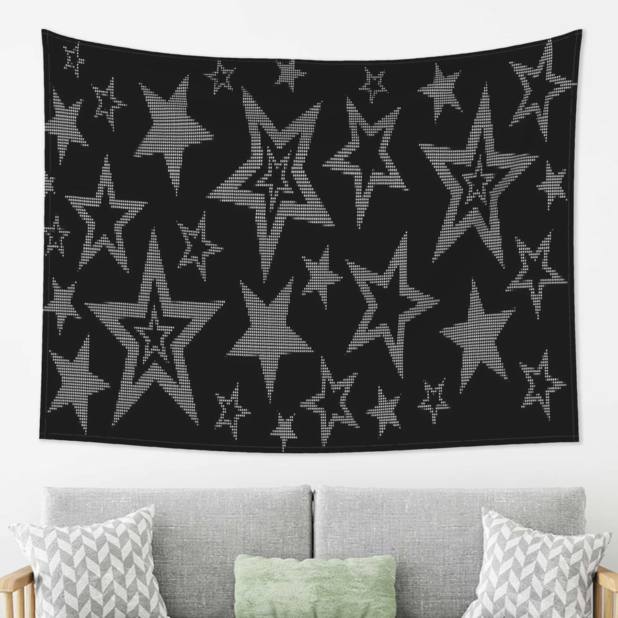 JMG Household Supplies Y2K Wandteppich Sternenmotiv Schwarz, Wandbehang aus Textil, Breite: 40 cm, Höhe: 60 cm - Bild 4