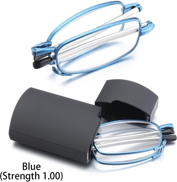 Zusammenklappbare Lesebrille, Unisex, Metall, Vollrand, rectangular, black, blue - Bild 1