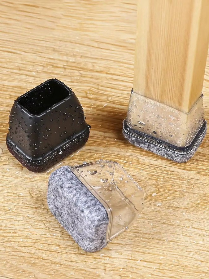 FLOOR GUARD Silikon-Stuhlbeinkappen mit Filz-Fußabdeckung, rechteckig, 8 Stück, Breite: 22–32 mm - Bild 5