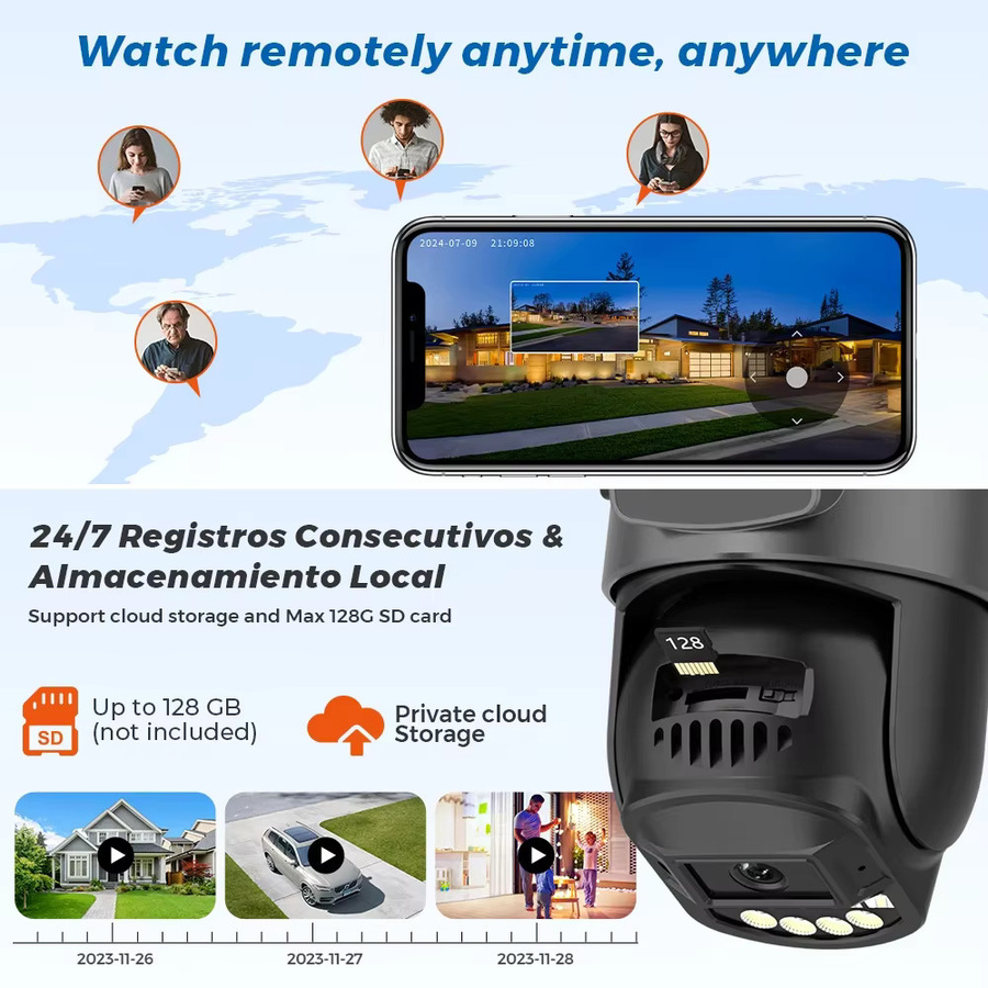 O-KAM PRO WLAN Sicherheitskamera mit Doppellinse und Doppelbildschirm, 10MP 5K HD Außenüberwachungskamera mit Nachtsicht, 2,4G/5G Dualband, Schwarz - Bild 5