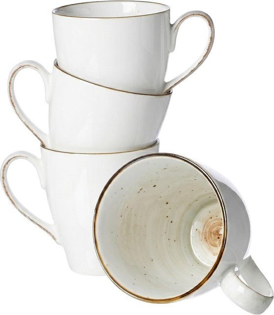 Ritzenhoff & Breker Henkelbecher Cosmo aus Porzellan 4er Set in Grau und Weiß, 400 ml - Bild 1