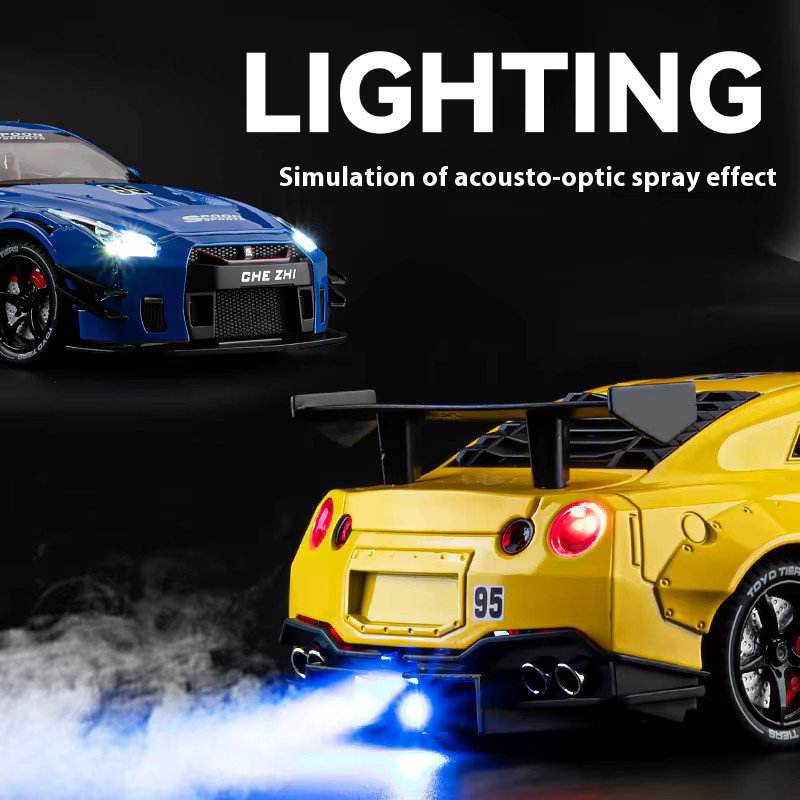 Maisto GTR-Automodell, Druckguss-Sportwagen, 1:24, mit Licht und Sound, Sprühfunktion - Bild 4