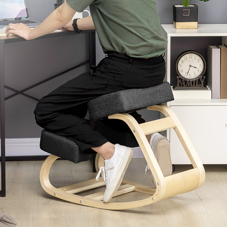 Vinsetto Ergonomischer Kniestuhl in Schwarz zur Verbesserung der Körperhaltung für dein Homeoffice - Bild 2