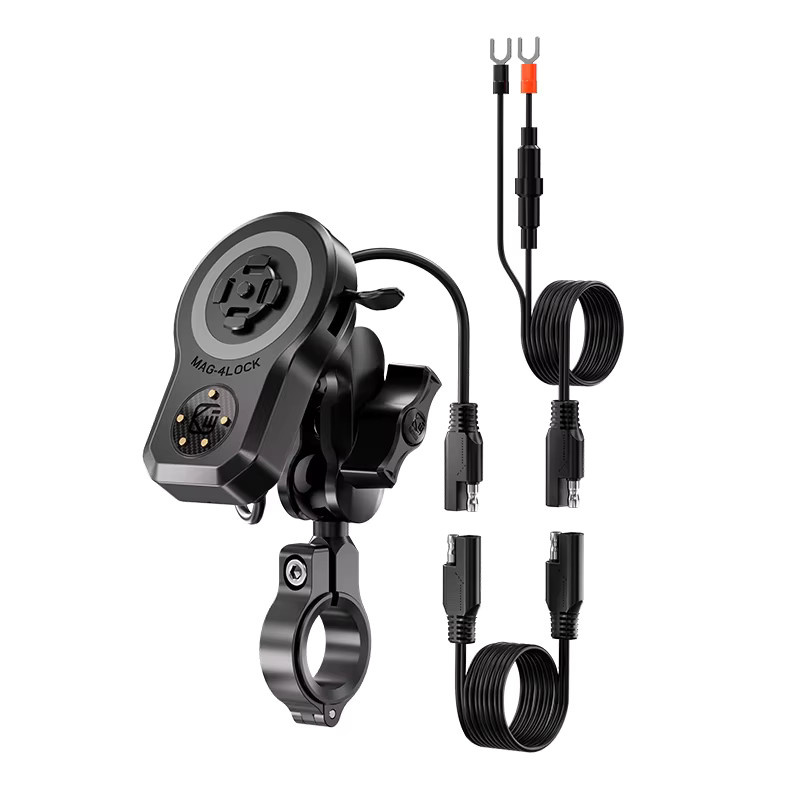 Kewig Magnetische 45W Schnell-Ladehalterung für Motorrad und E-Bike in Schwarz mit USB-C Pad und 4-fach Verriegelung, Wasserdichte Lenker-Handyhalterung - Bild 3
