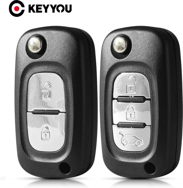 KEYYOU Auto Schlüssel Shell Case für Renault Fluence Clio Megane Kangoo Modus in Schwarz mit ungeschnittener Klinge NE73/VA2/HU83 - Bild 1