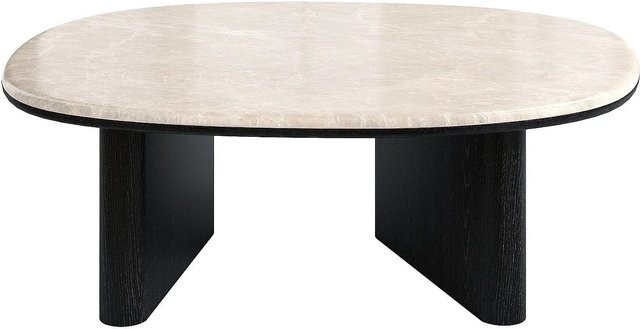 Couchtisch Cormina von Vente-unique in Schwarz und Beige mit Marmor und Eichenfurnier, Breite: 97 cm, Höhe: 74 cm, Tiefe: 35,5 cm - Bild 1