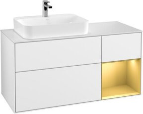 V&B Waschtischunterschrank Finion mit Wandbeleuchtung und Regalboden, Farbe: Weiß lackiert, Breite: 120 cm, Tiefe: 50,1 cm - Bild 1