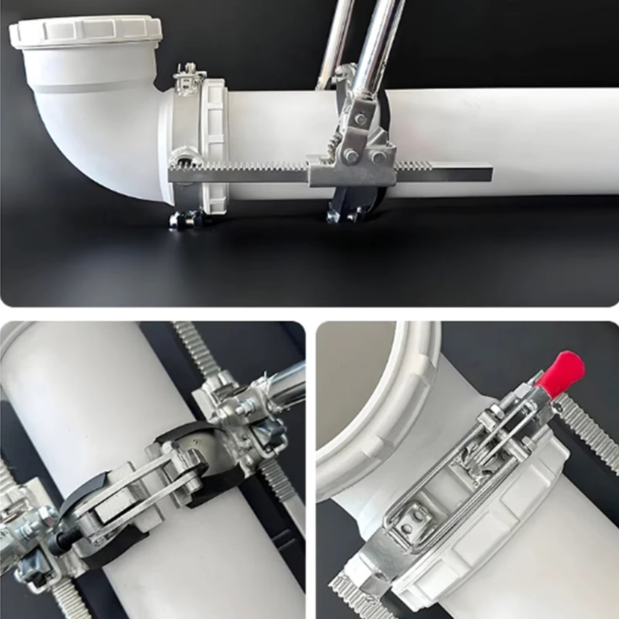PP Silent Pipe Tensioner Sleeve Rohrinstallationswerkzeug Abflussrohrzieher Rohrspanner Rohrschieber in Silber - Bild 6