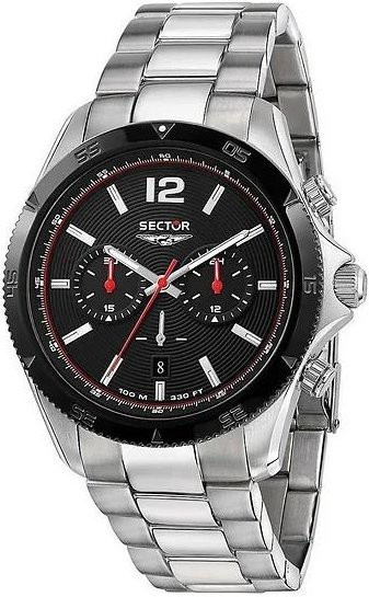 Sector Chronograph, Edelstahl, Quarz, Schwarzes Zifferblatt, Herrenuhr - Bild 1