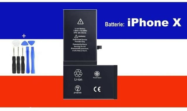 Apple iPhone X Ersatzakku Set mit Werkzeugen und Klebstoff in Schwarz - Bild 1