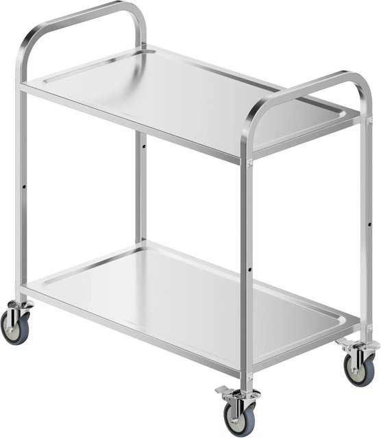 Wiltec Servierwagen aus Edelstahl in Silber mit 2 Etagen für die Küche - Bild 1