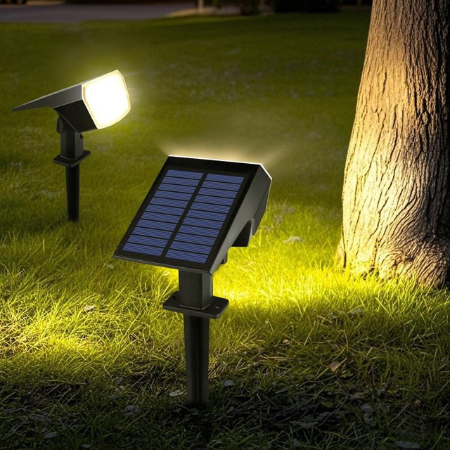 Gyarfas LED Solar-Flutlicht in Schwarz mit 1200 mAh Akku, wasserdichte Strahlerlampe für Garten und Weg - Bild 1