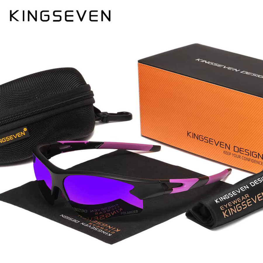 KINGSEVEN Sportsonnenbrille, Wrap, Vollrand, Schwarz, Unisex - Bild 1