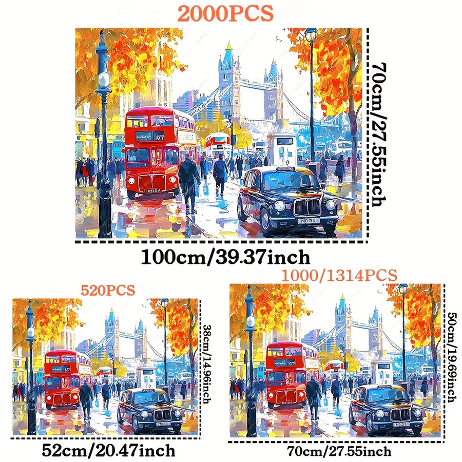 AZNM Puzzle, Londoner Straßenszene mit Big Ben und rotem Bus, 1000 Teile - Bild 2
