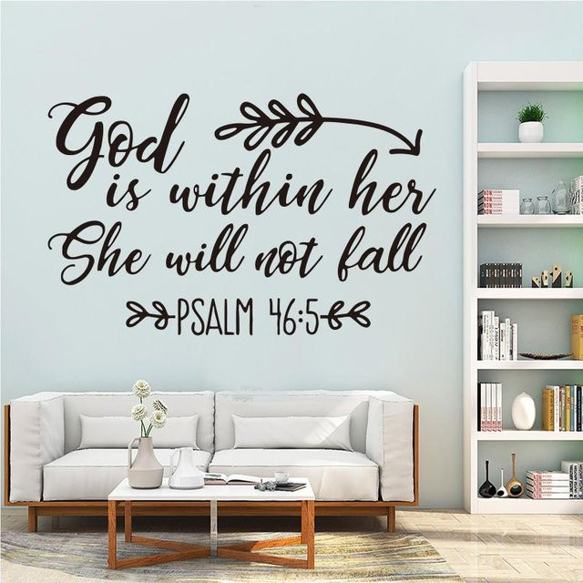 Vinyl-Wandaufkleber Binchi Outdoor Product Psalm 46:5 Gott ist in ihr, Sie wird nicht fallen, Kinderzimmerdekoration, Weinrot, Breite: 36 cm, Höhe: 59 cm - Bild 1