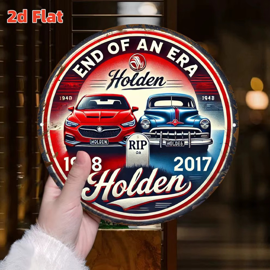 HELLOYOUNG Holden Car Memorial Badge End of an Era Vintage Auto Art, rund, Metall, mehrfarbig, Durchmesser: 20 cm - Bild 2