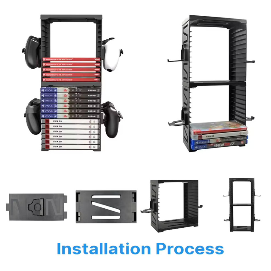 JOMAA Game Disc Storage Tower und Controller Rack in Schwarz für PS5 und Xbox Series X/S - Bild 3