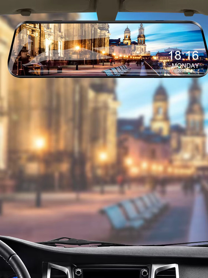 Acceo Dash Cam Spiegel Recorder mit 9,66 Zoll Touchscreen, Rückfahrkamera und Nachtsicht in Schwarz - Bild 6