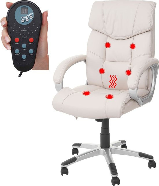 Massage-Bürostuhl MCW-A71 Chefsessel mit Massagefunktion und Heizfunktion aus Kunstleder in Beige - Bild 1