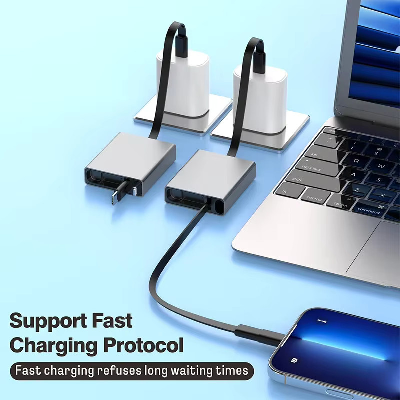 OIITH Einziehbares USB-C Ladekabel mit 60W PD Schnellladung in Schwarz - Bild 3