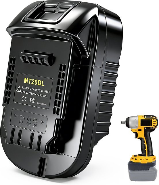 MT20DL Batterieadapter für Makita 18V Lithium-Akkus auf Dewalt 20V Elektrowerkzeuge, Schwarz - Bild 1