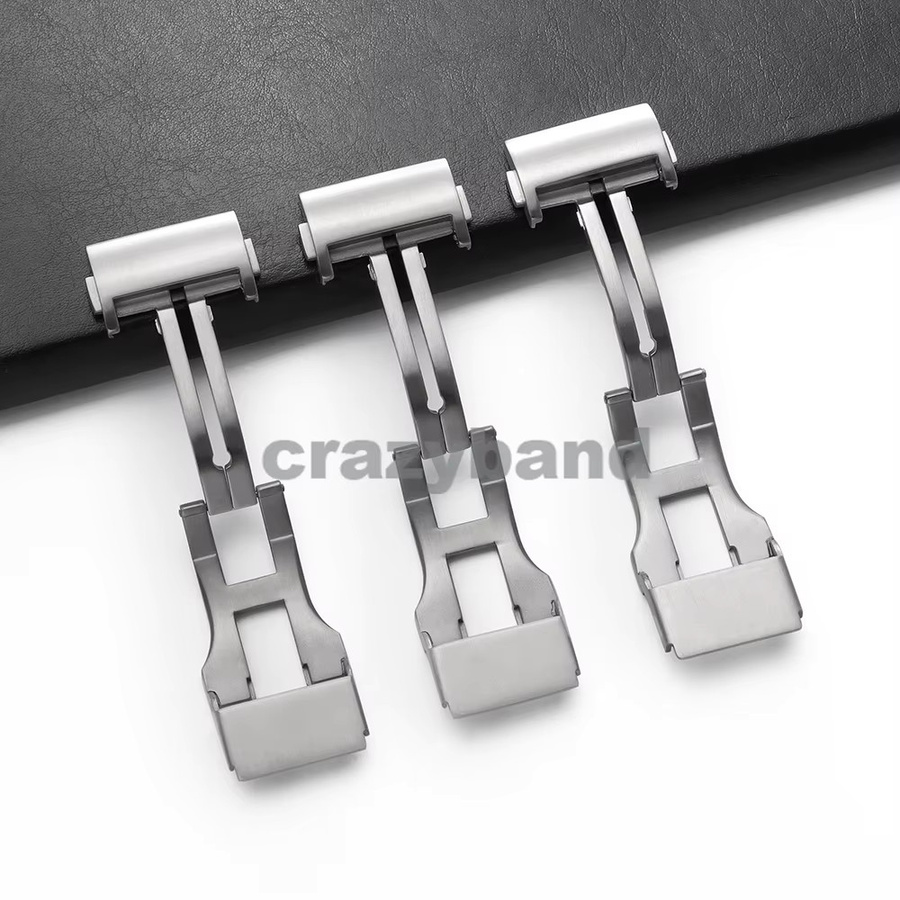 crazyband Uhrenschnalle Edelstahl, gebürstete Faltschließe, 22–20 mm, Silber, Unisex - Bild 3