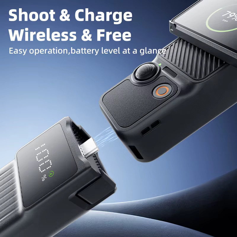 NOHON Akku-Griff für DJI Osmo Pocket 3/4 Powerbank mit 5000mAh und 22,5W PD Schnellladung in Schwarz - Bild 6
