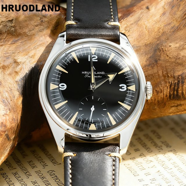 Hruodland Armbanduhr, Quarz, Lederarmband, Schwarz, Herren - Bild 1