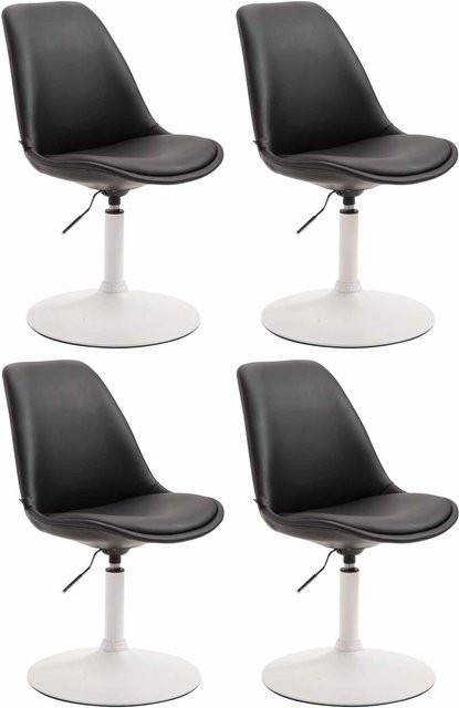 CLP 4er Set Esszimmerstühle Maverick in Schwarz aus Kunstleder, höhenverstellbare Drehstühle mit Trompetenfuß und modernem Design - Bild 1
