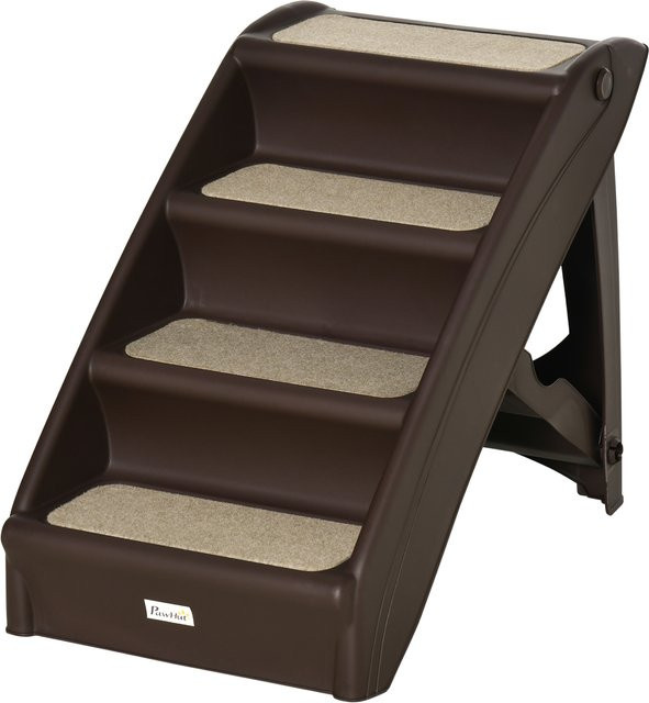 PawHut Hundetreppe mit 4 rutschfesten Stufen aus Kunststoff für Hunde bis 10 kg, Dunkelbraun, B/T/H: 62 x 38 x 49,5 cm, Aosom - Bild 1
