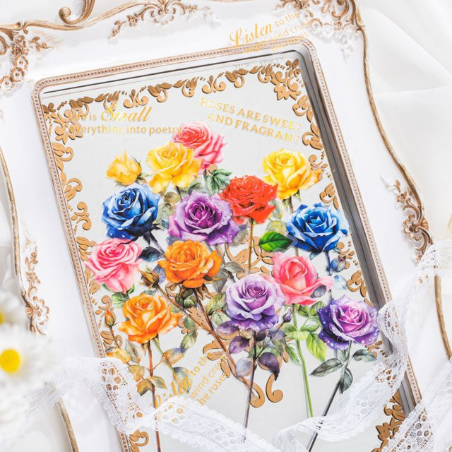 30-teiliges Set selbstklebende Rosenblüten-Aufkleber in Multicolour für Scrapbooking, Größe: 15 bis 20 cm - Bild 1