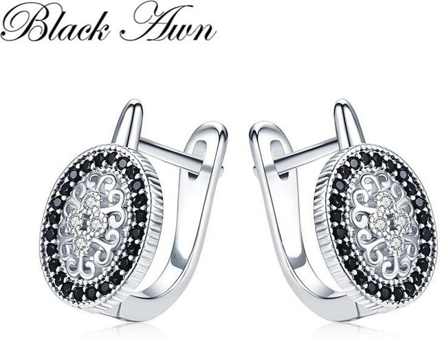 BLACK AWN Jewelry Creolen, Silber, schwarzer Zirkonia, Damen - Bild 1